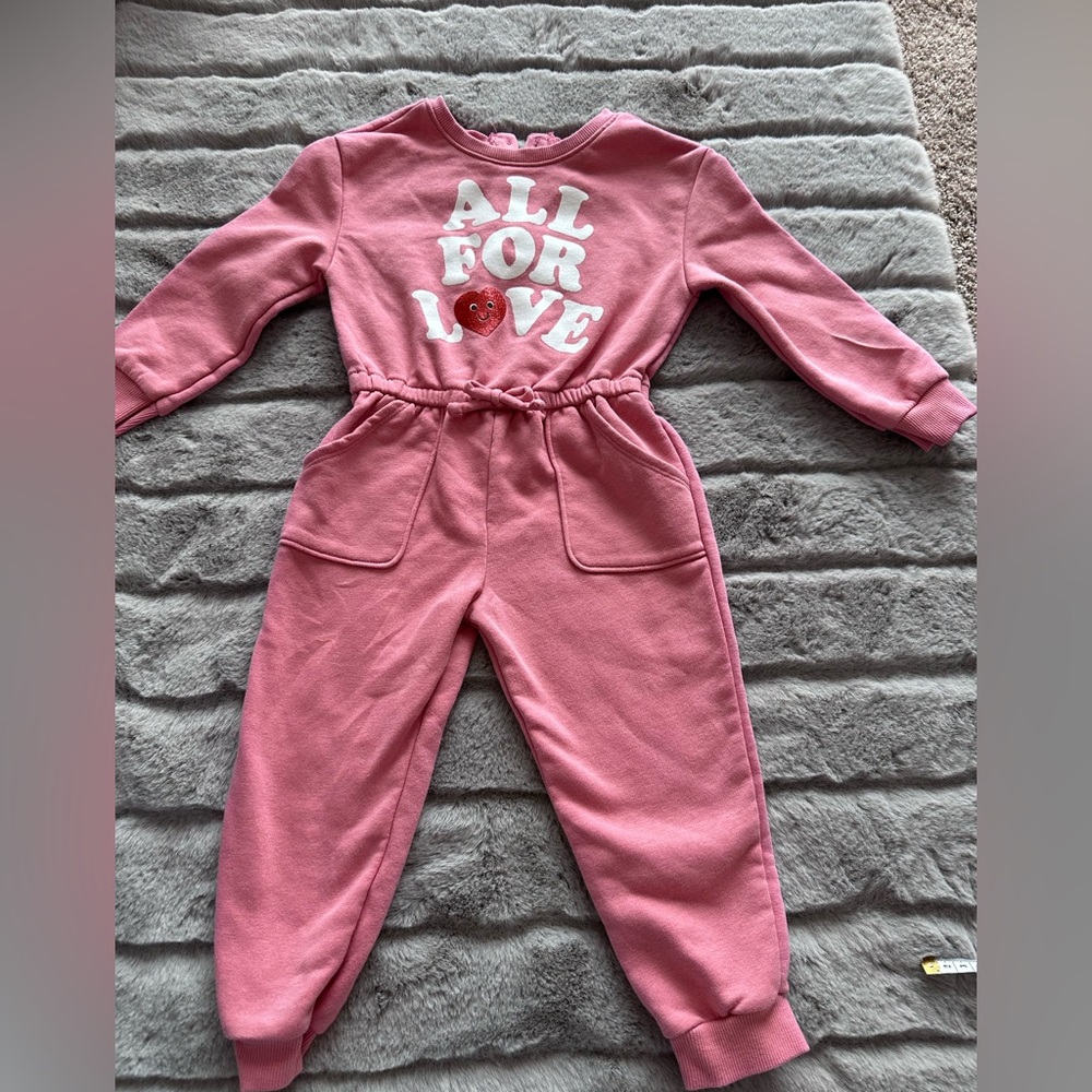 Old Navy Pink Crewneck Sweatshirt with White Heart Graphic